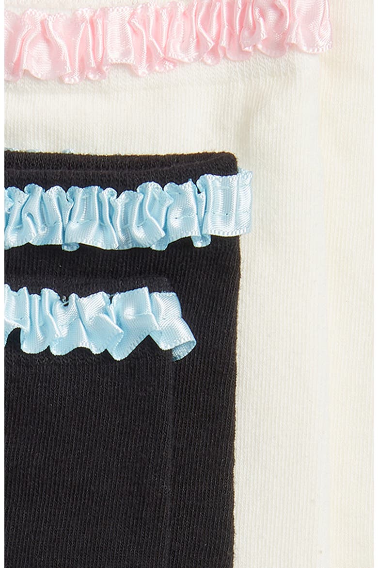 Lara Satin Ribbon Trim Cotton Blend Crew Socks, Alternate, color, BLUE PINK