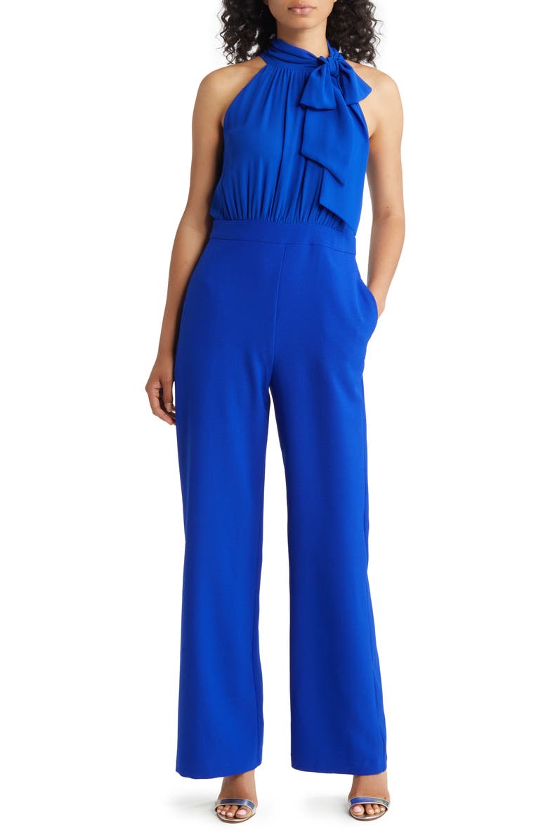 Vince Camuto Signature Bow Chiffon Jumpsuit, Main, color, 
