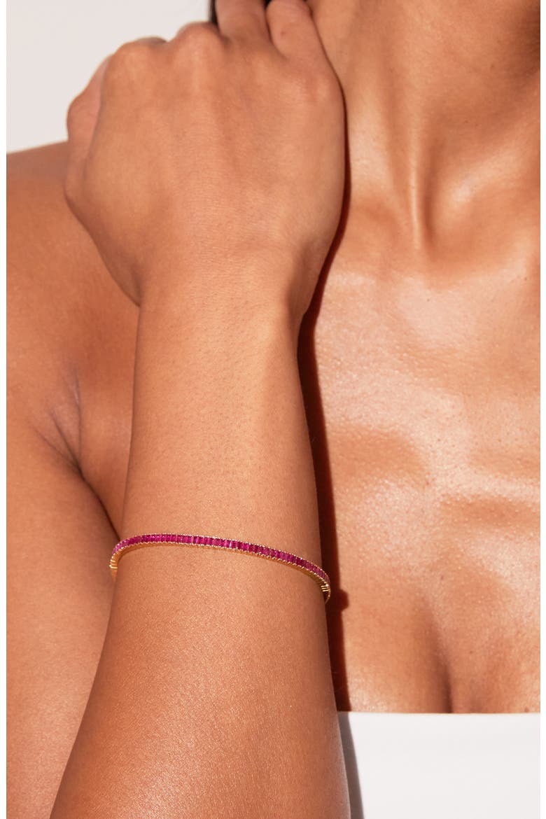 Lab Grown Red Ruby Baguette Tennis Bracelet, Alternate, color, Gold Vermeil