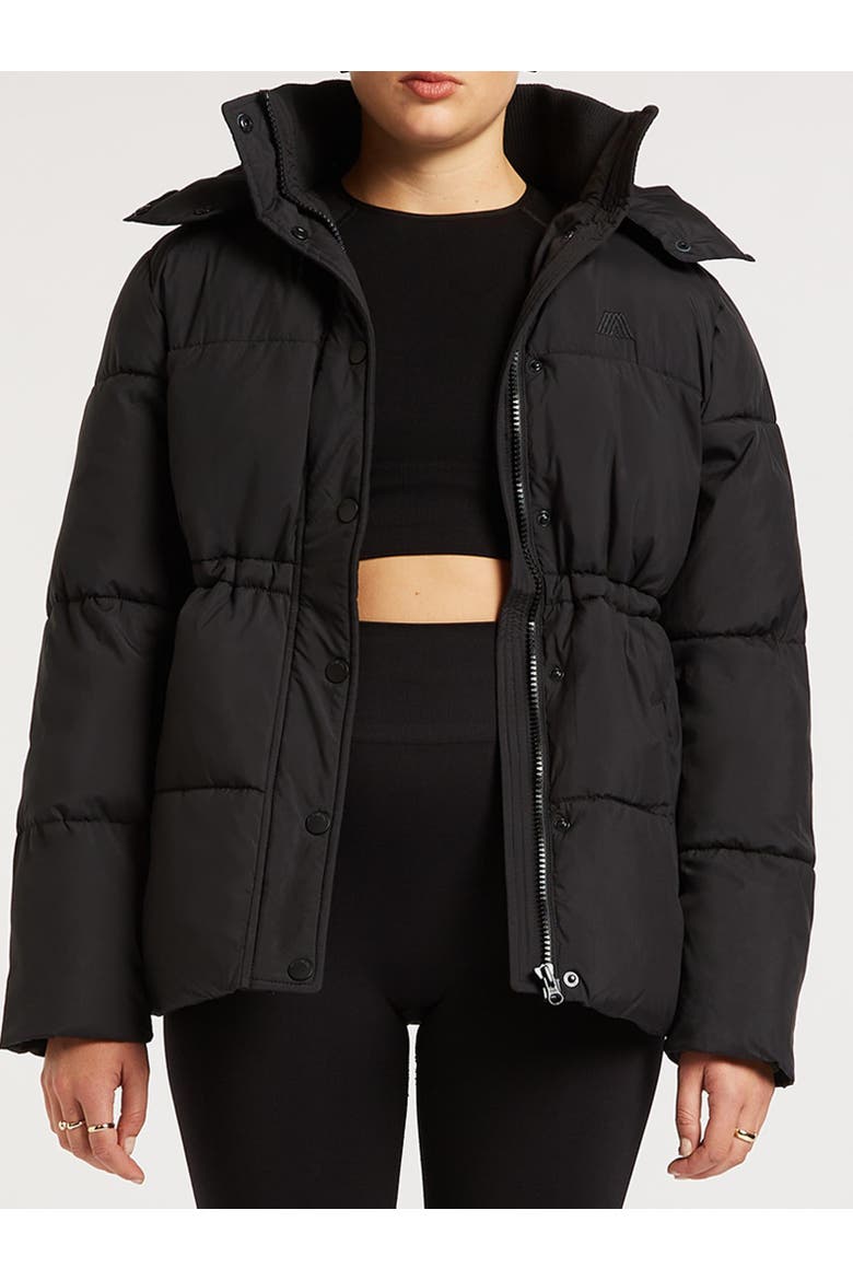 Nova Longline Hooded Puffer Coat, Alternate, color, Black