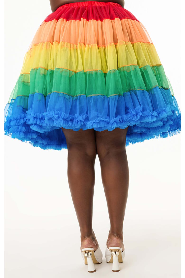 Plus Size Stripe Ruffled Petticoat Crinoline, Alternate, color, Rainbow