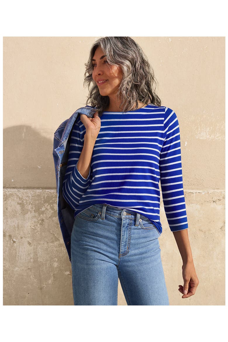 Mariner Jersey Boatneck Top, Alternate, color, Vibrant Lapis Breton Stripe