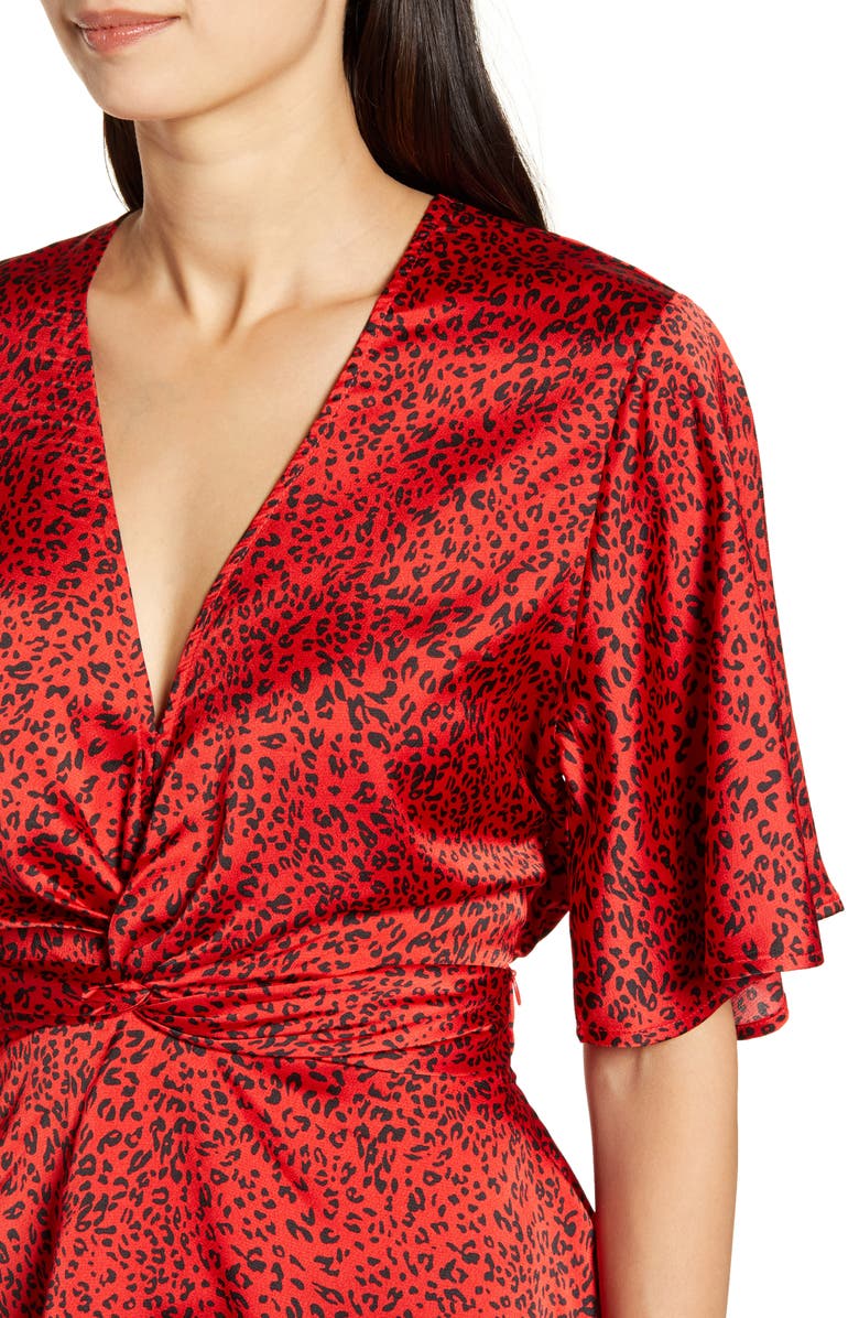 Bishop + Young Bishop & Young Karlie Leopard Print Satin Crepe Peplum Blouse, Alternate, color, 