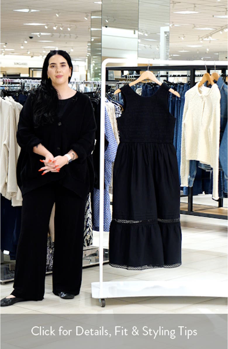 Smocked Lace Trim Sleeveless Cotton Maxi Dress, sales video thumbnail