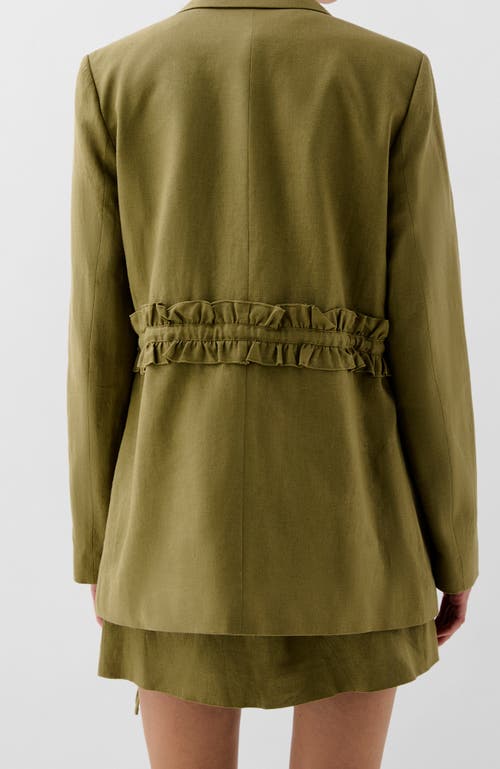 Scalpers Ruffle Prep Blazer In Green