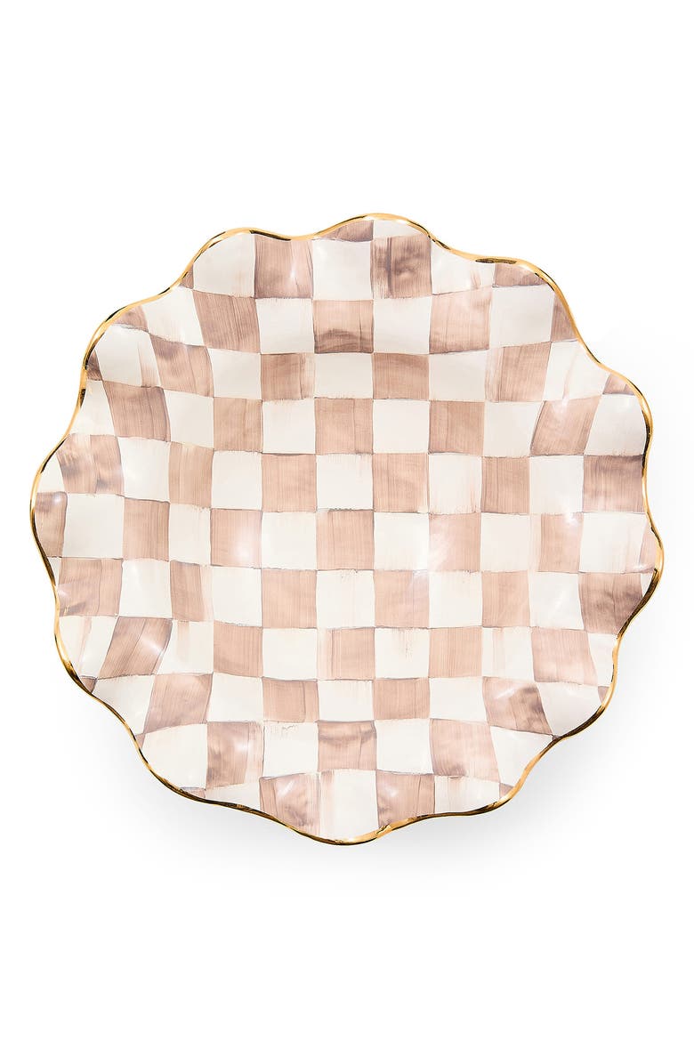 MACKENZIE CHILDS Mocha Check Ceramic Fluted Serving Bowl, Alternate, color, Mocha