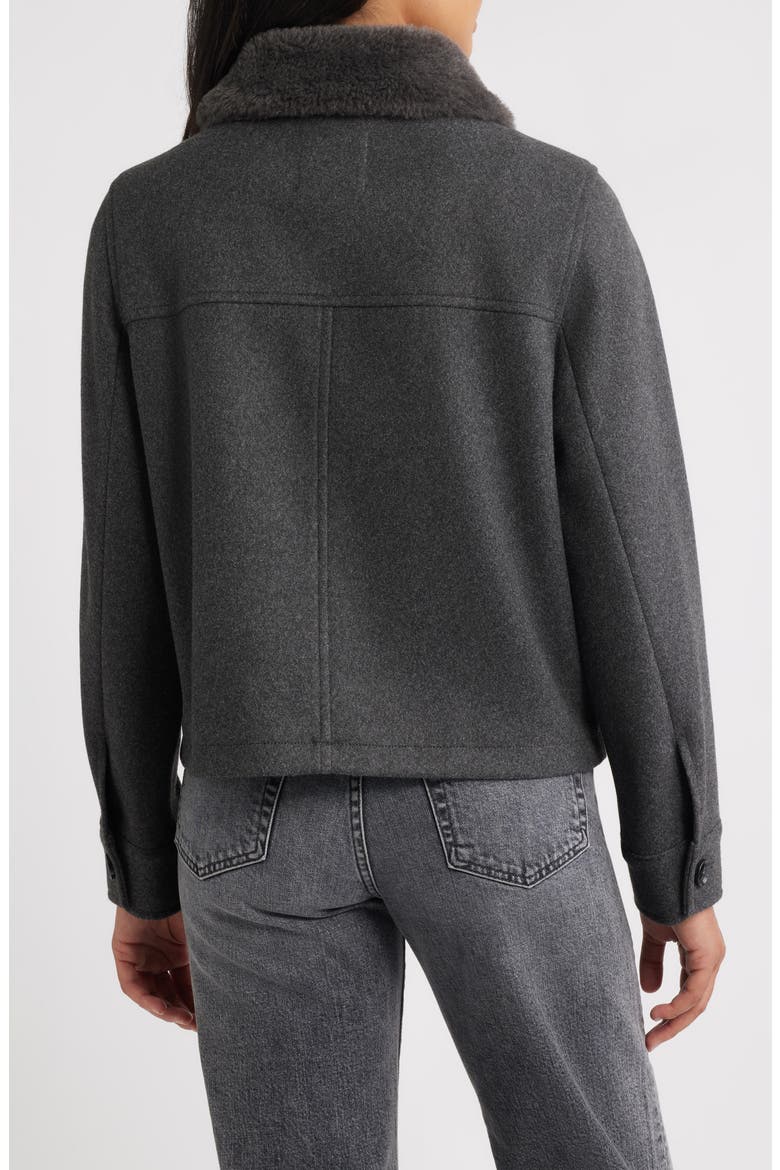 Faux Fur Collar Zip-Up Jacket, Alternate, color, CHARCOAL