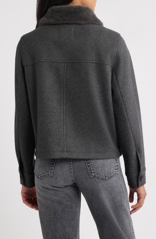 Sam Edelman Faux Fur Collar Zip-up Jacket In Gray