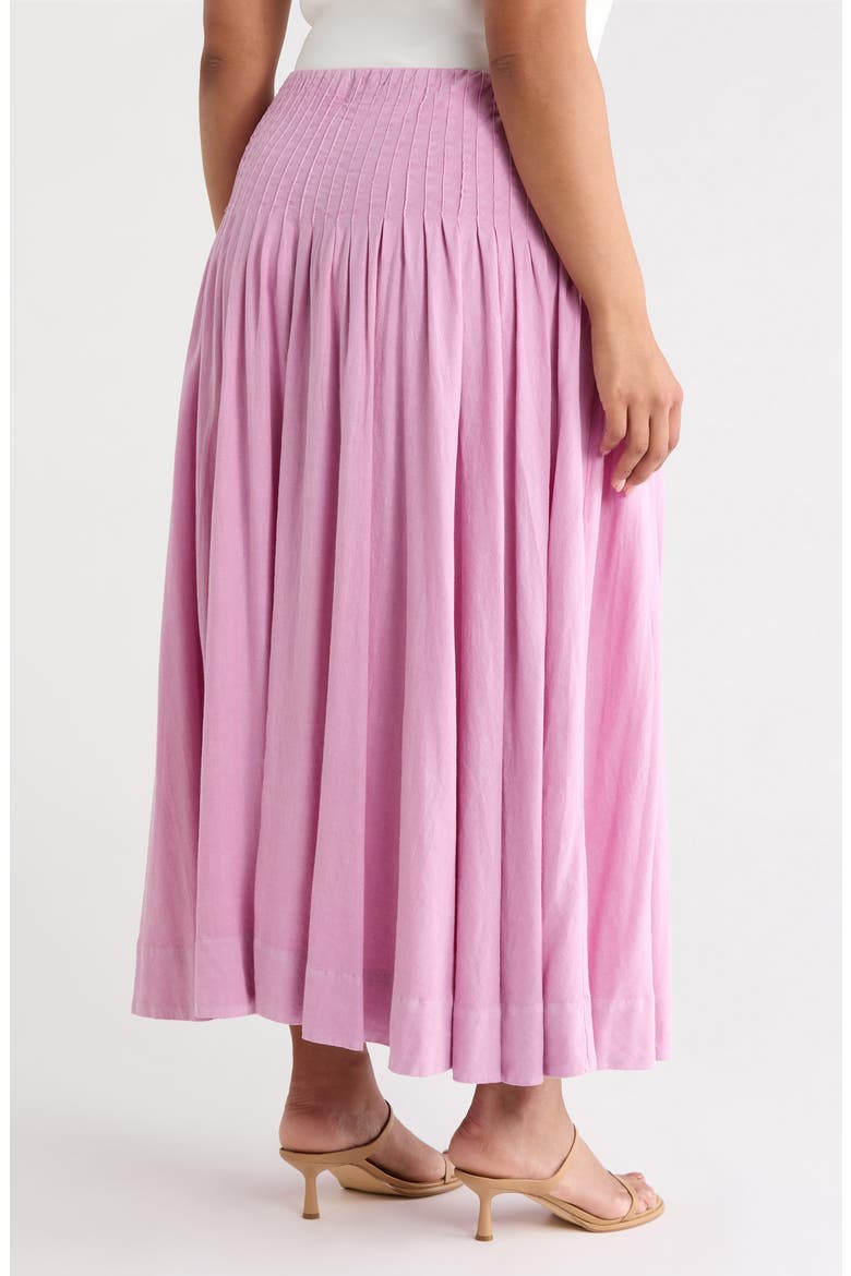 Pleated Linen Blend Maxi Skirt, Alternate, color, PINK GALE