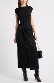 Nordstrom Belt Detail Side Ruched Dress