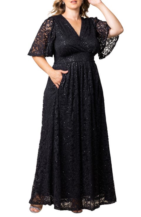 Luminous Sequin Lace A-Line Gown (Plus)
