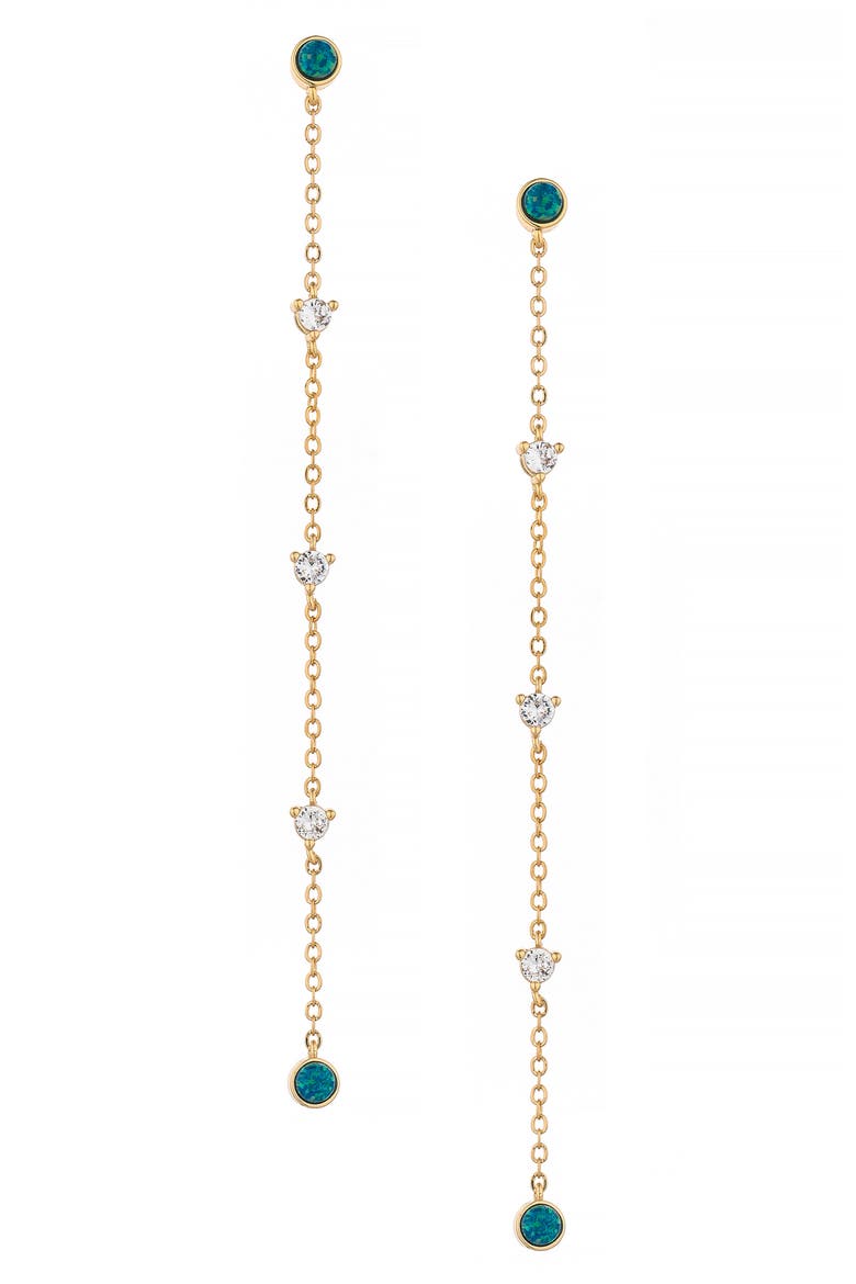 Green Opal Linear Drop Earrings, Main, color, GREEN