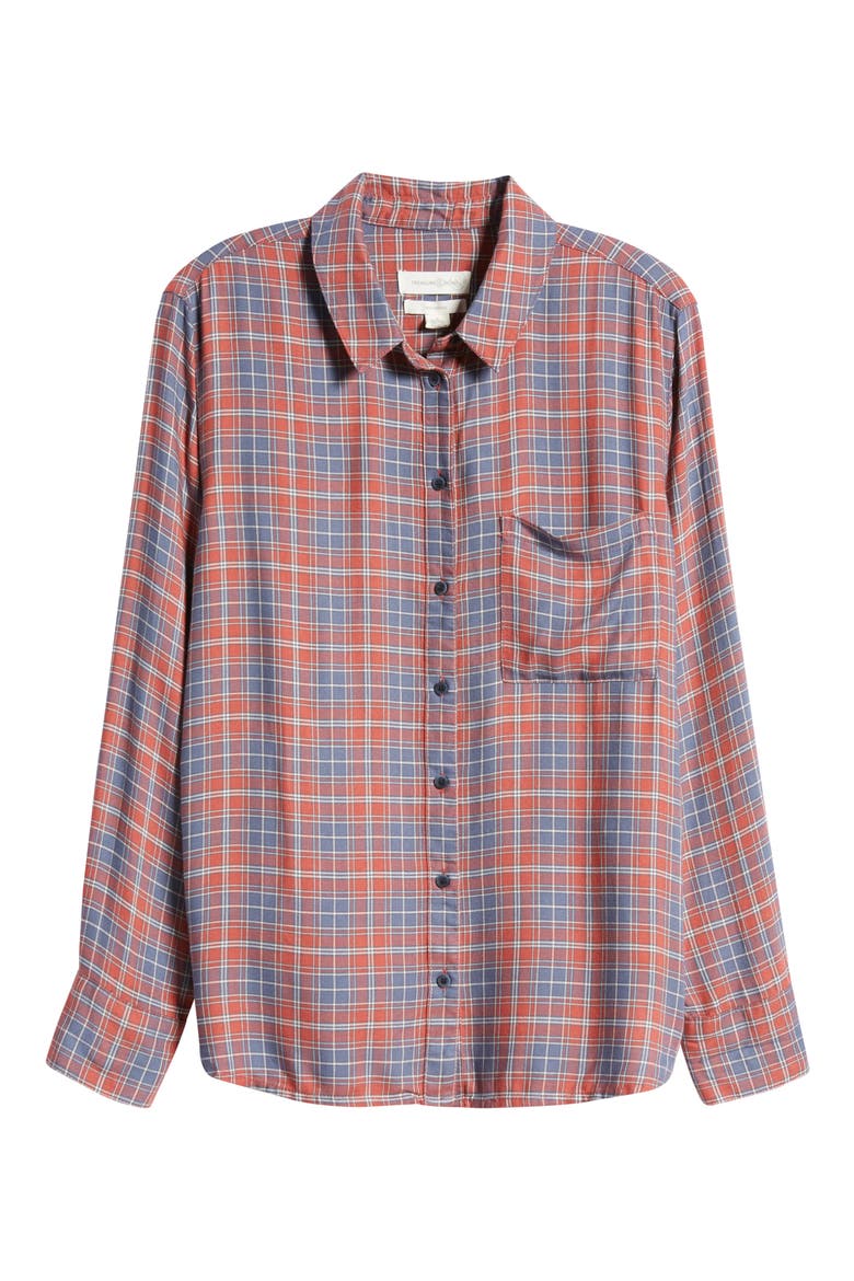Plaid Boyfriend Shirt, Alternate, color, GREY- RUST TAMERA PLAID