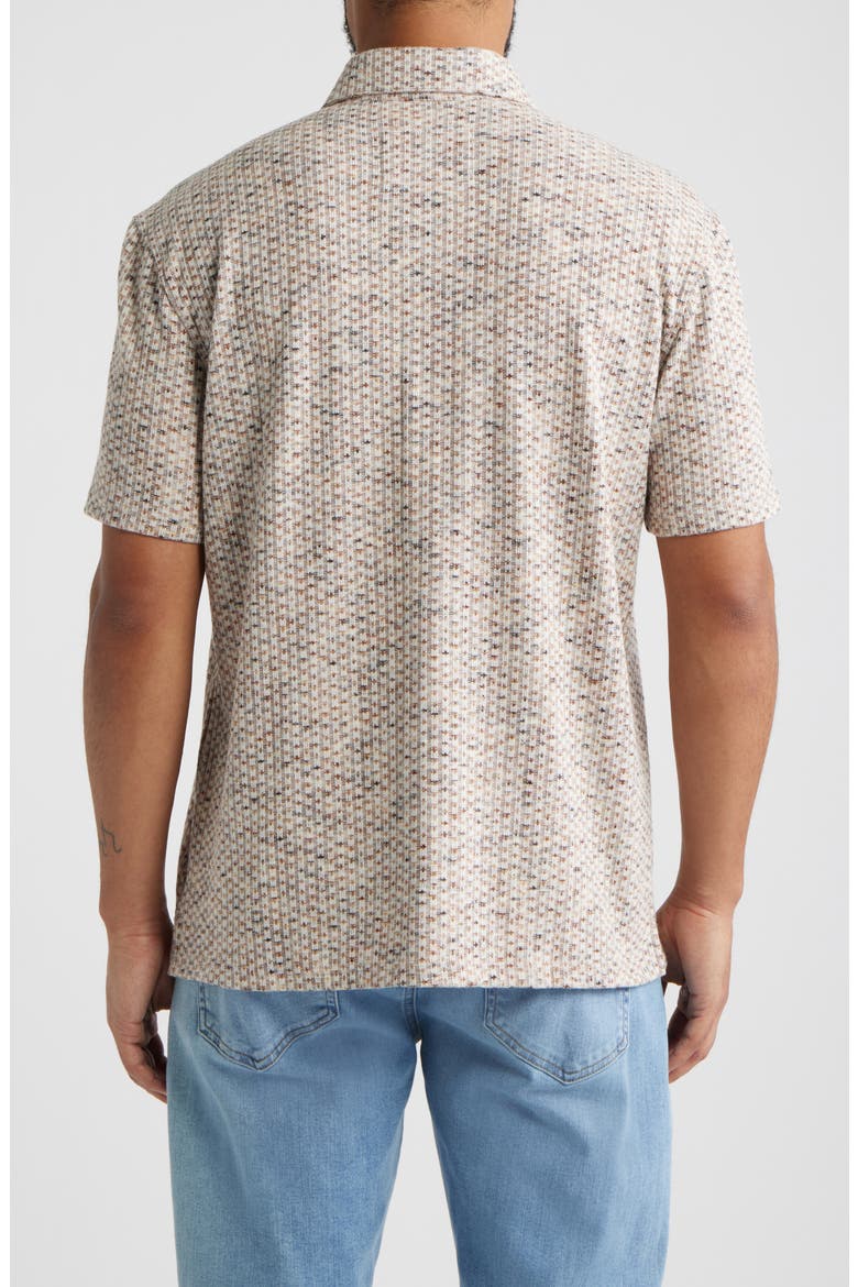 Linden Textured Short Sleeve Button-Up Shirt, Alternate, color, IVORY/ BROWN STRIPE