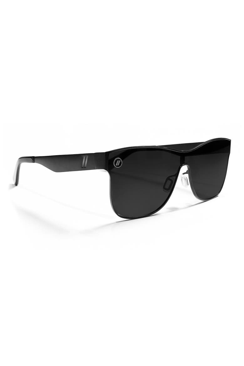 Metal Millenia Polarized Shield Sunglasses, Alternate, color, JET BLACK
