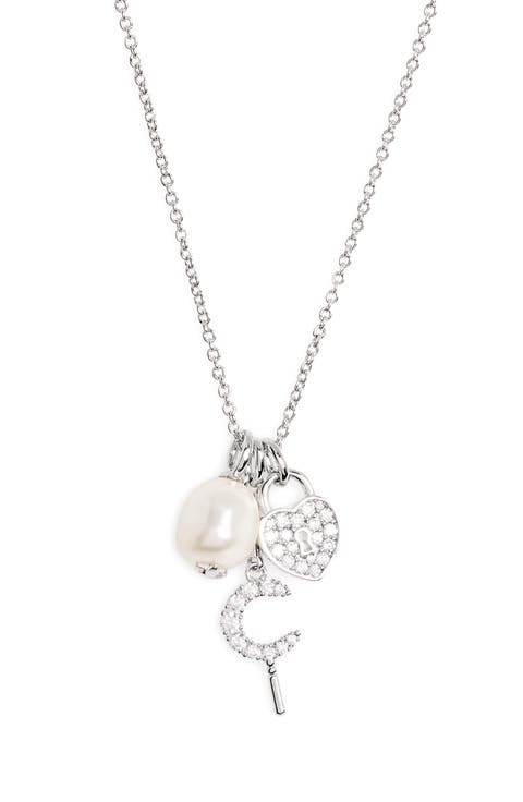Sweetpea CZ & Freshwater Pearl Charm Necklace