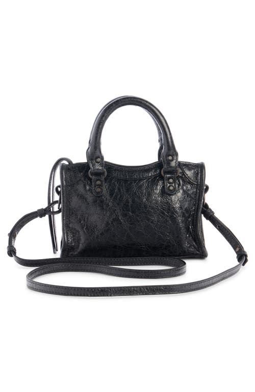Balenciaga Nano Le City Leather Convertible Crossbody Bag In Black