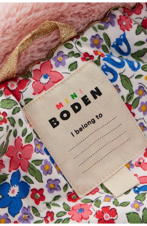Mini Boden Kids' Faux Fur Jacket In Pink