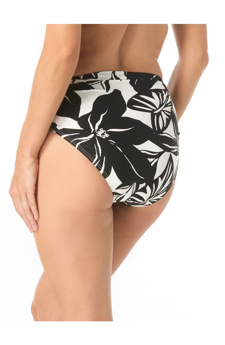 Carmen Marc Valvo Ruched Bikini Swim Bottom, Alternate, color, Black/White