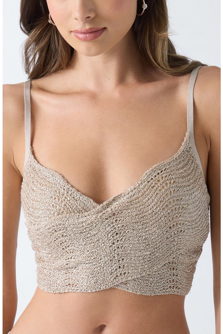 Pointelle Sequin Crop Shell Top, Alternate, color, RUST