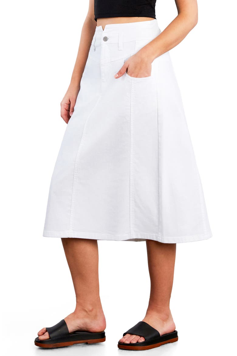 Penelope Denim Midi Skirt, Alternate, color, BRIGHT WHITE