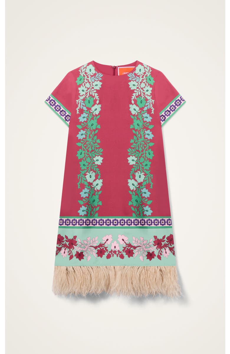 La DoubleJ Mini Swing Dress With Feathers Placée, Alternate, color, Regalia Placée Red