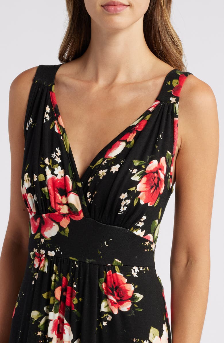 Loveappella Print Empire Sleeveless Maxi Dress, Alternate, color, Black Red