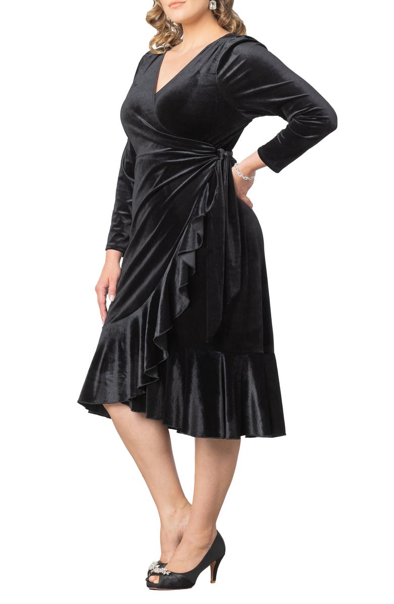 Kiyonna Viola Velvet Wrap Midi Dress, Alternate, color, 