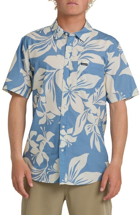 Kailua Floral Classic Short Sleeve Cotton Button-Up Shirt