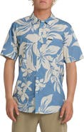 Quiksilver Kailua Floral Classic Short Sleeve Cotton Button-Up Shirt