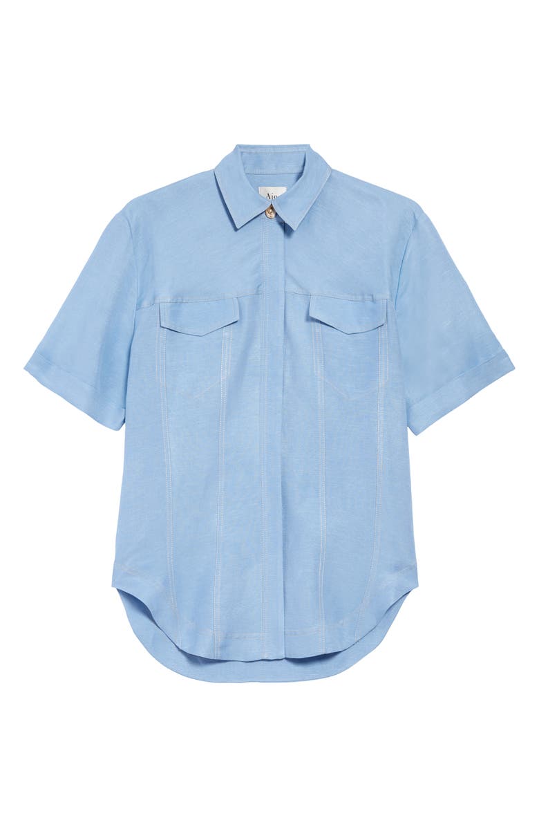Aje Overture Oversize Linen Blend Shirt, Main, color,