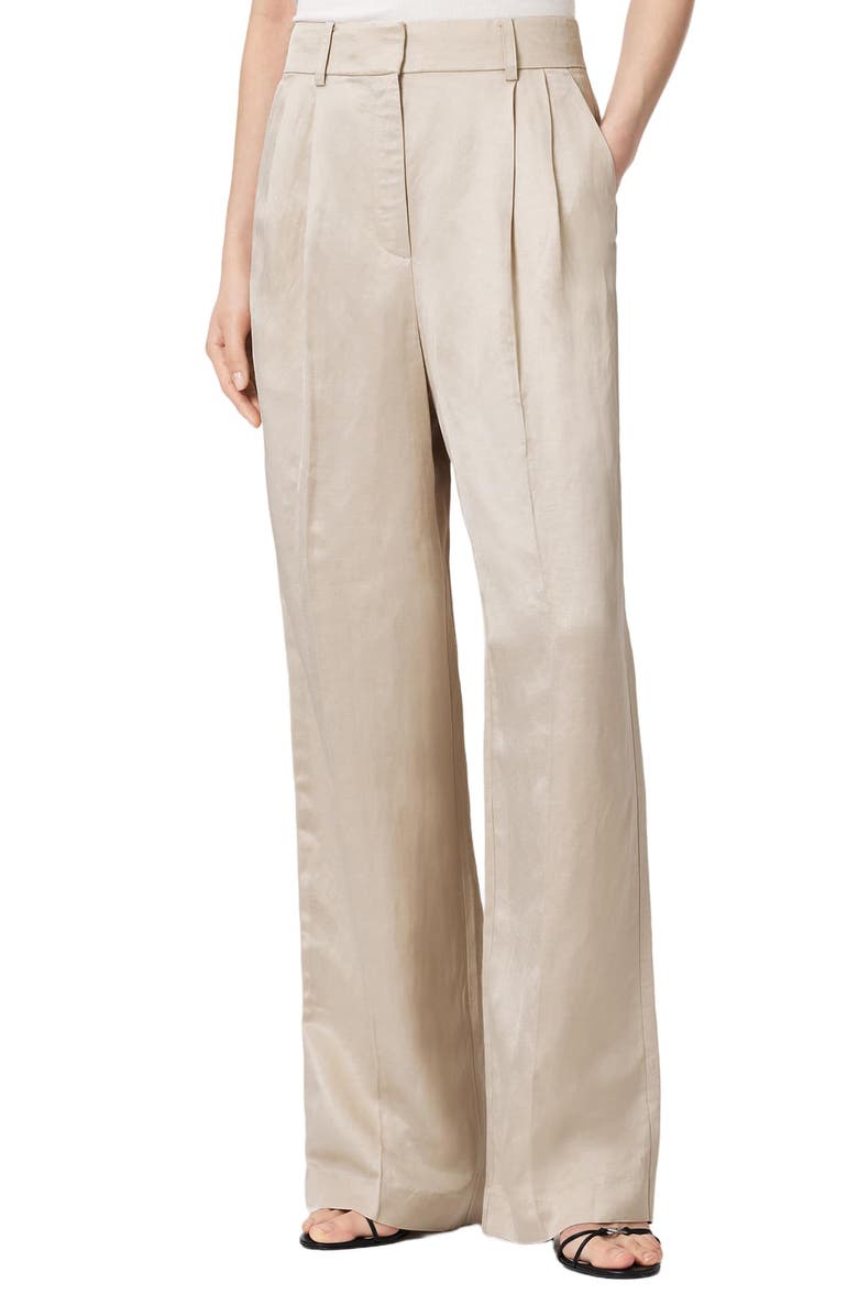 AllSaints Helena Pleated Pants, Main, color, Stone
