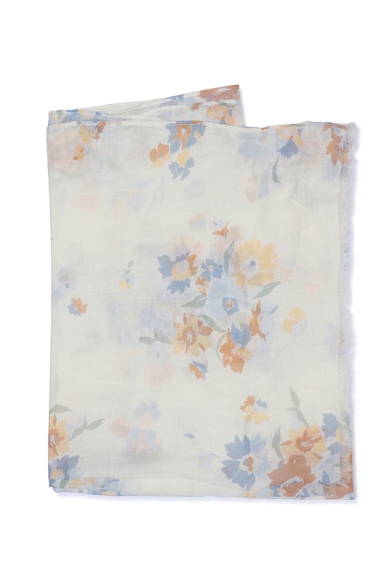 Floral Crinkled Wrap, Alternate, color, Mascarpone Cream