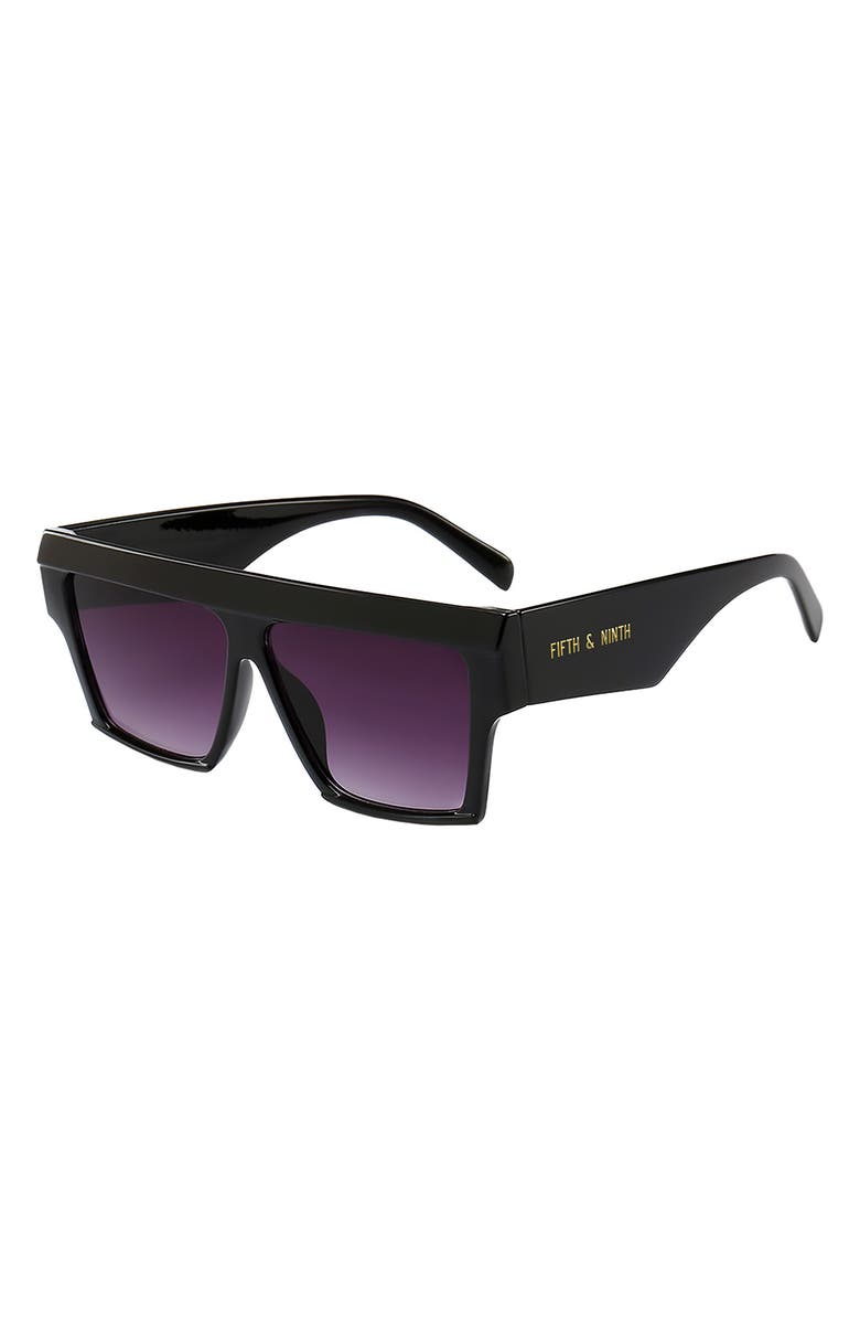 Fifth & Ninth Avalon 70mm Square Sunglasses, Main, color, Black/ Black