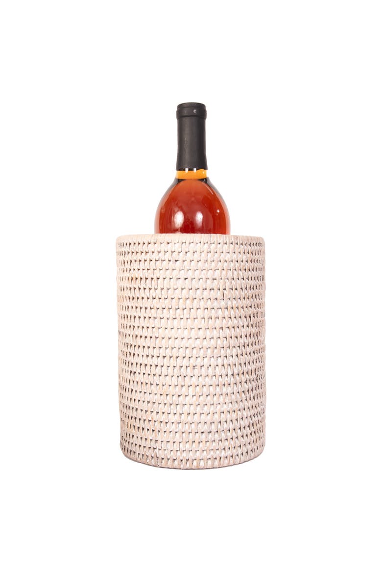 Artifacts Rattan Stainless Steel Wine Chiller, Alternate, color, White Wash
