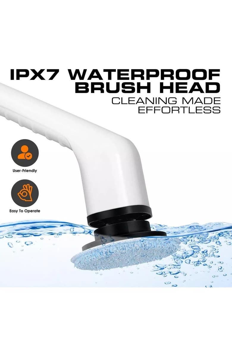 Luminuxe Electric Spin Multi-Surface Scrubber Cleaning Brush with Adjustable Handle, Alternate, color, White