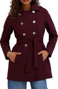 Kensie Hooded Double Breasted Soft Shell Jacket