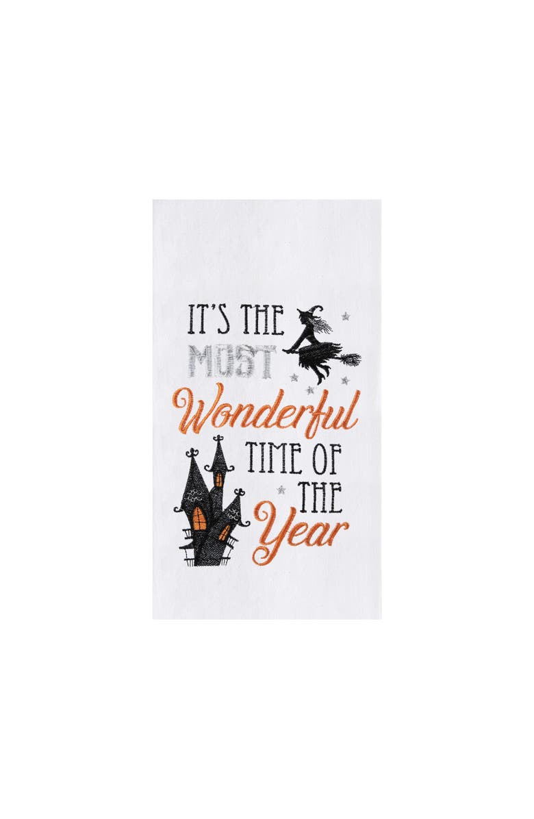 C&F Home It's The Most Wonderful Time Of The Year Halloween Flour Sack Kitchen Towel, Main, color, White