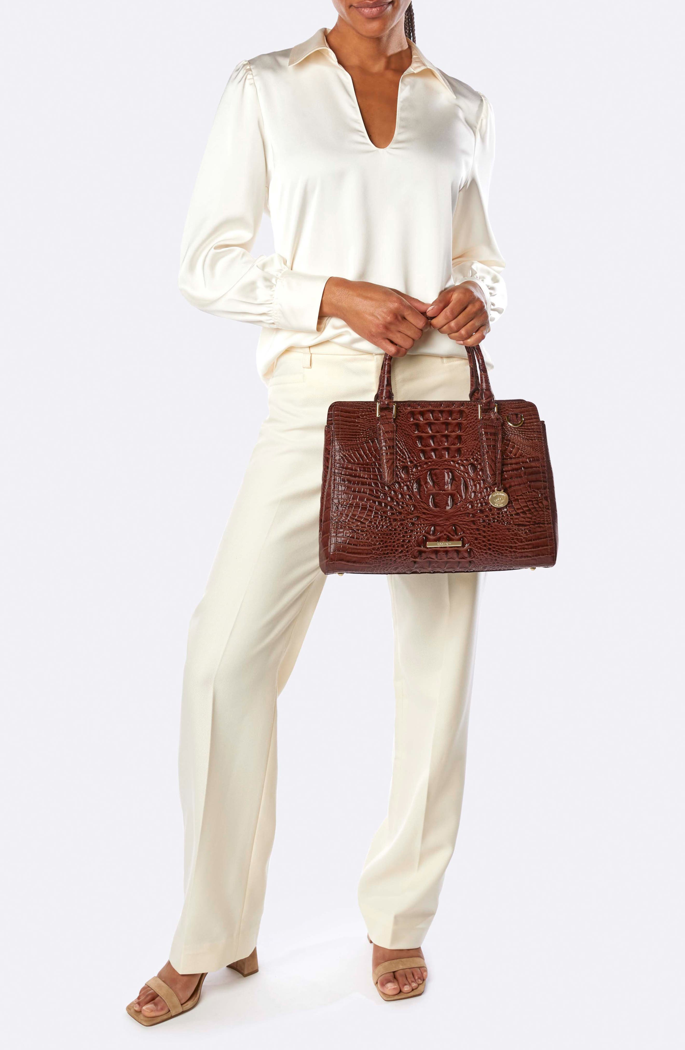 Finley Small Croc Embossed Leather Satchel, Alternate, color, ALABASTER MELBOURNE