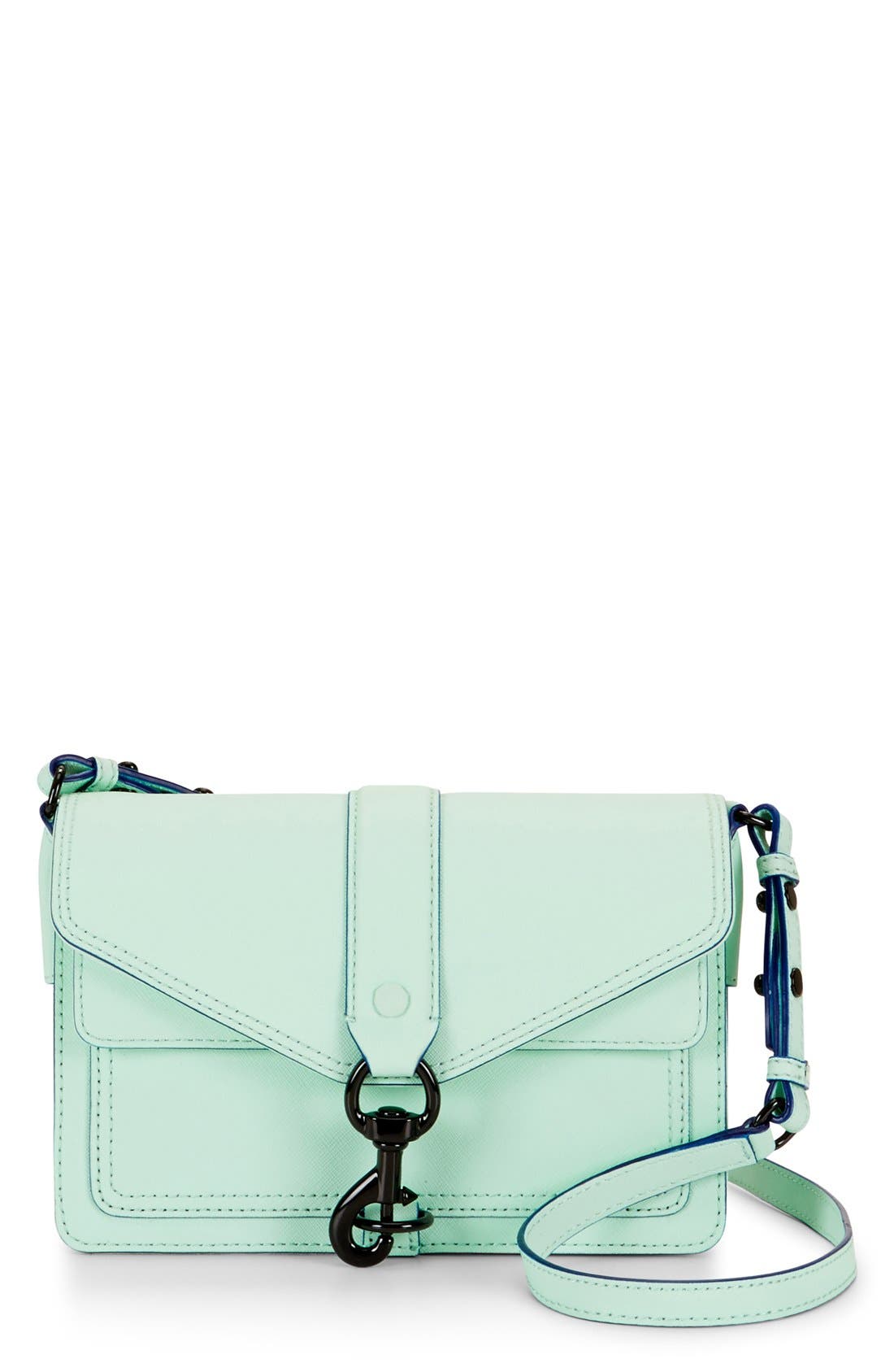 'Hudson Moto Mini' Crossbody Bag, Main, color, WINTERMINT