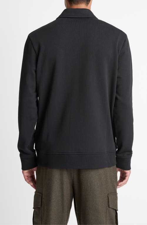 Vince French Terry Quarter Zip Pullover In Black