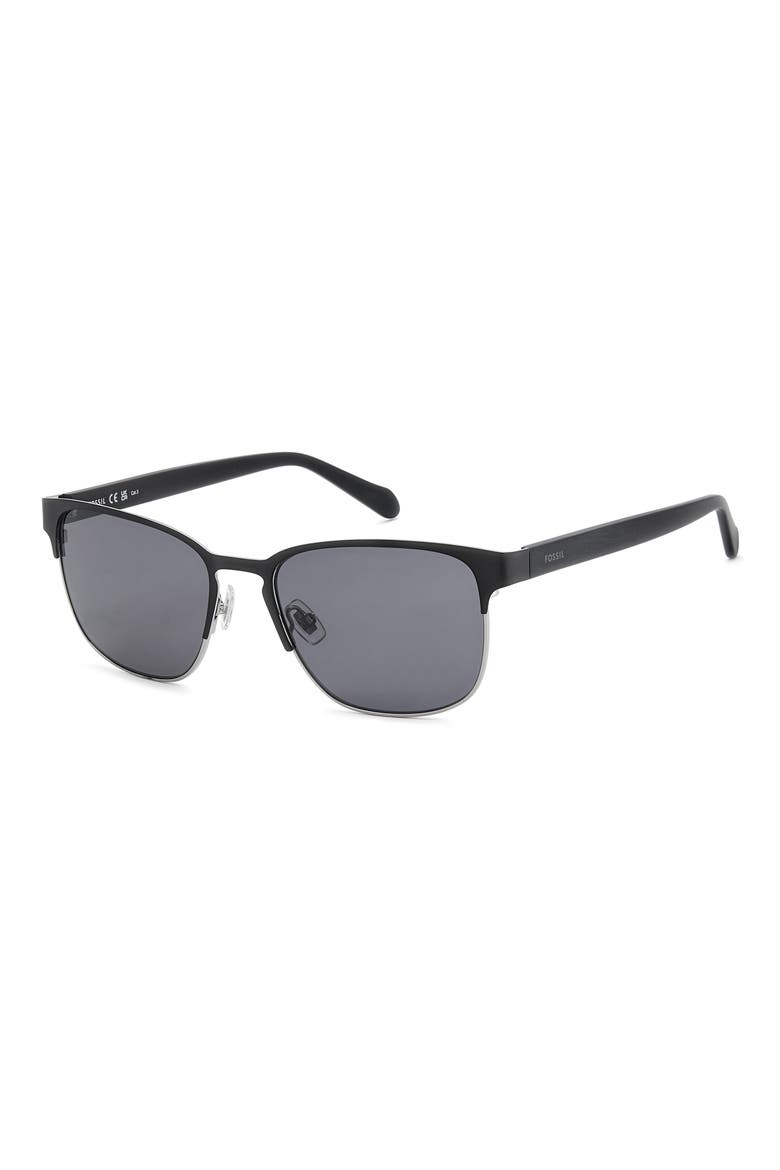 56mm Rectangular Sunglasses, Alternate, color, MATTE BLACK/ GREY