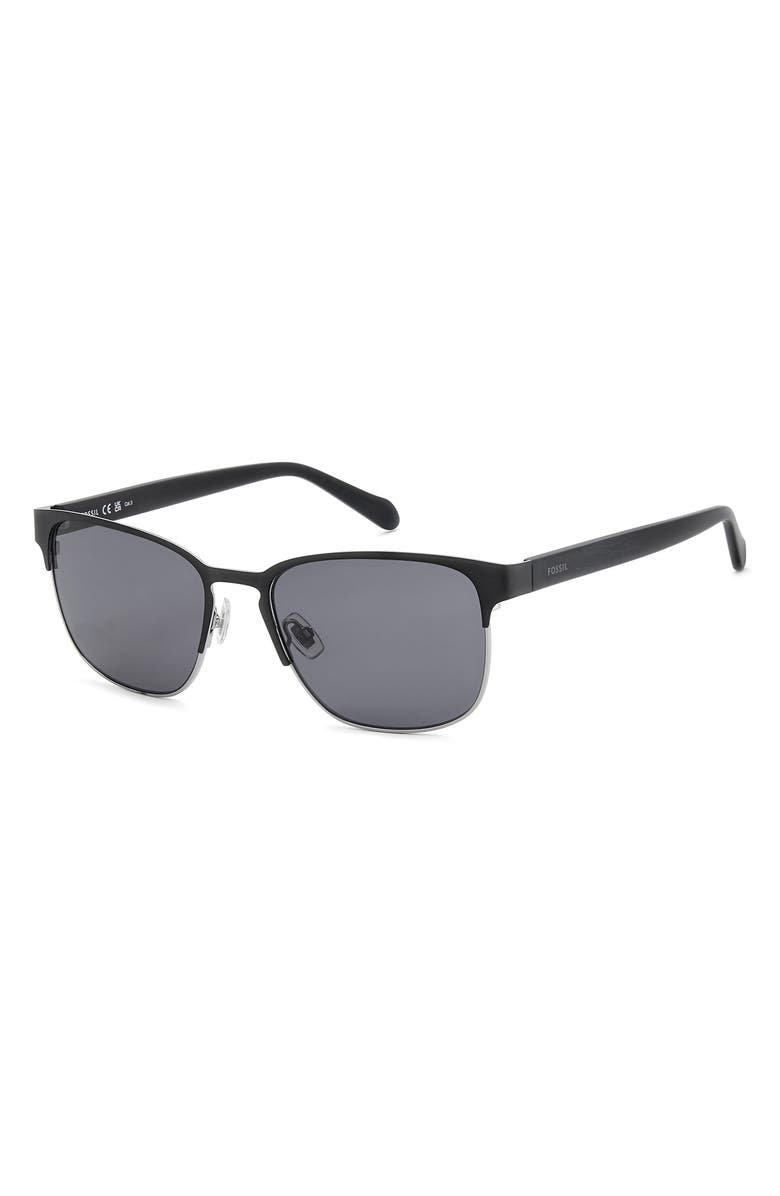 Fossil 56mm Rectangular Sunglasses, Alternate, color, Matte Black/ Grey