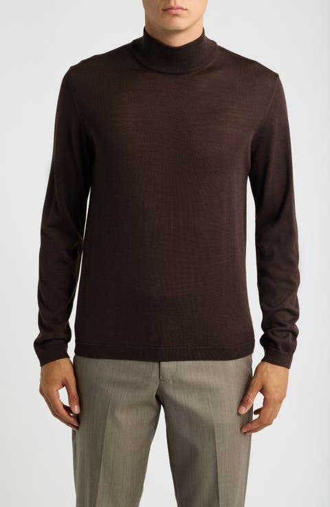Mock Neck Wool & Silk Sweater