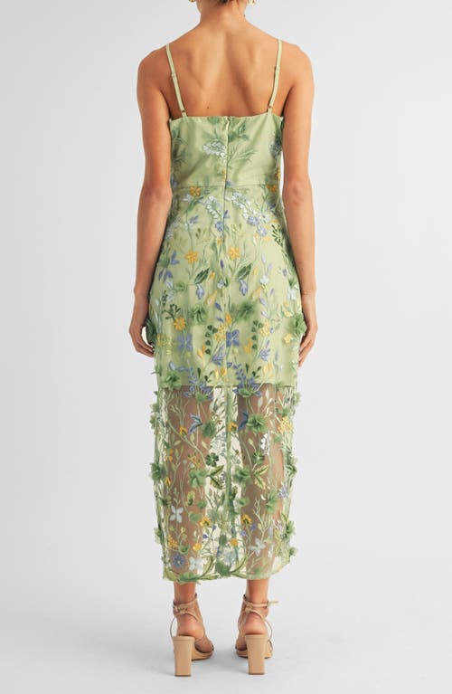 Arose Studio Hailey Embroidered Sheath Cocktail Dress In Green