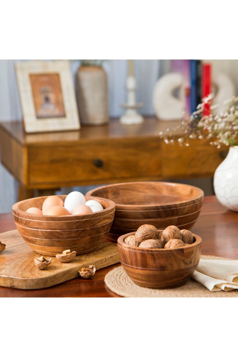 Grava Acacia Wood Bowls, Alternate, color, Brown - Large