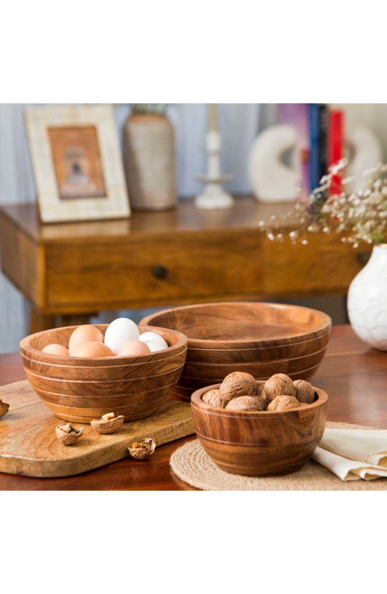 Mela Artisans Grava Acacia Wood Bowls, Alternate, color, Brown - Large