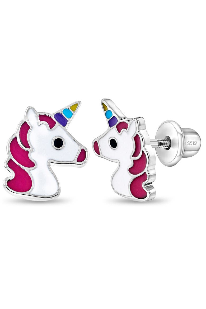 Rainbow Unicorn Earrings, Main, color, Pink