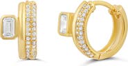 SHYMI 14k Gold Plate Emerald Cut & Pav Huggie Hoop Earrings