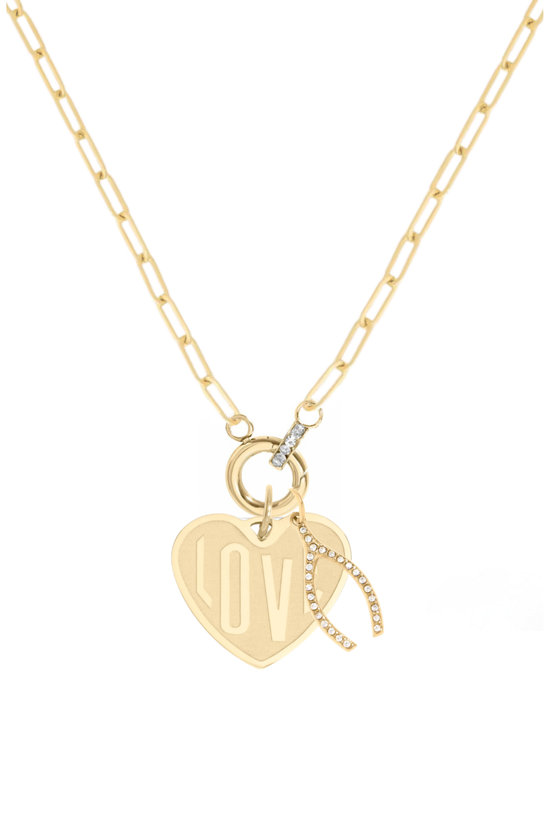 Love Heart 14k Gold Filled Charm Necklace, Main, color, GOLD